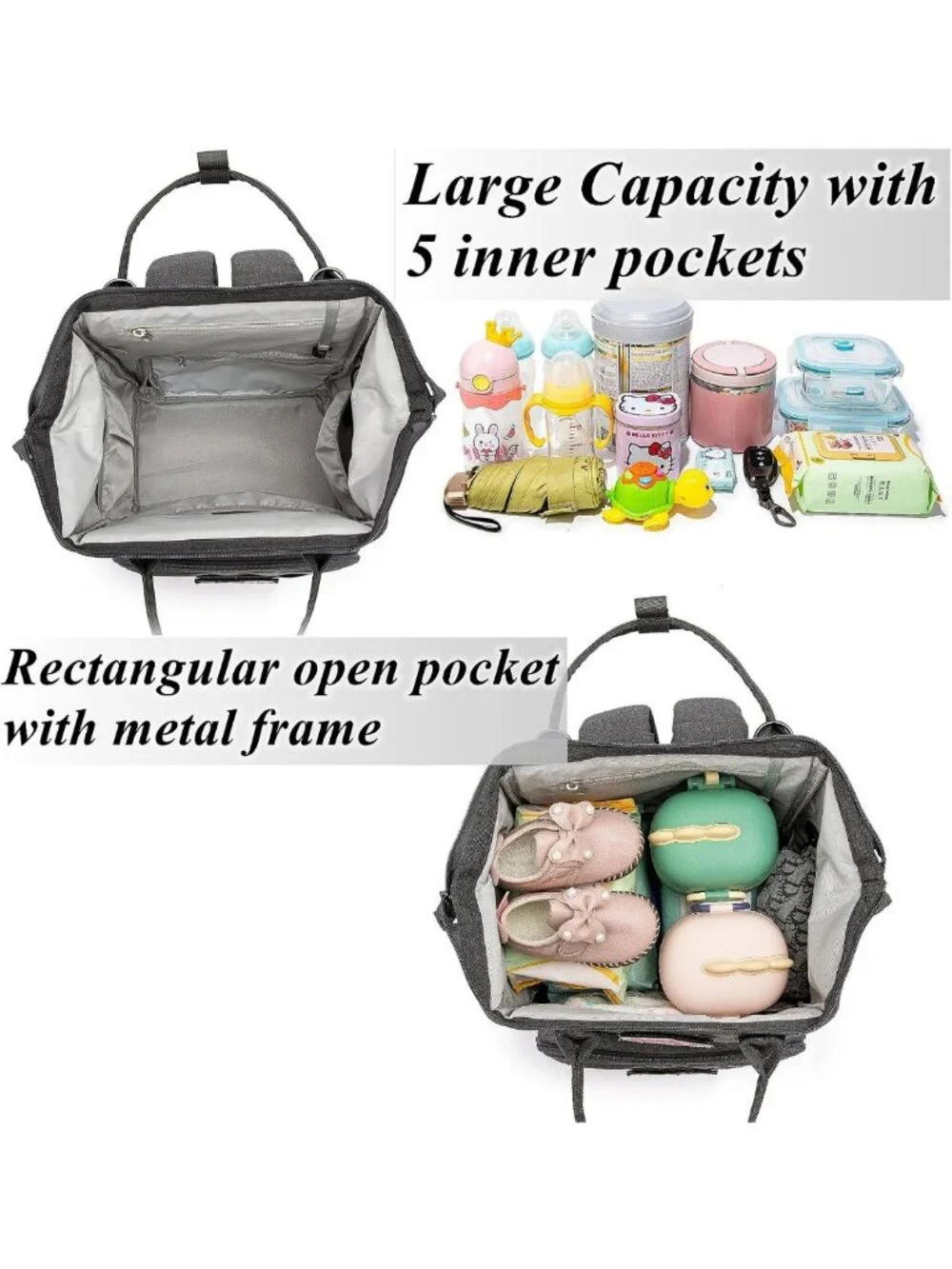 Stylish Tactical Diaper Backpack with USB Port for Parents - Dark Grey